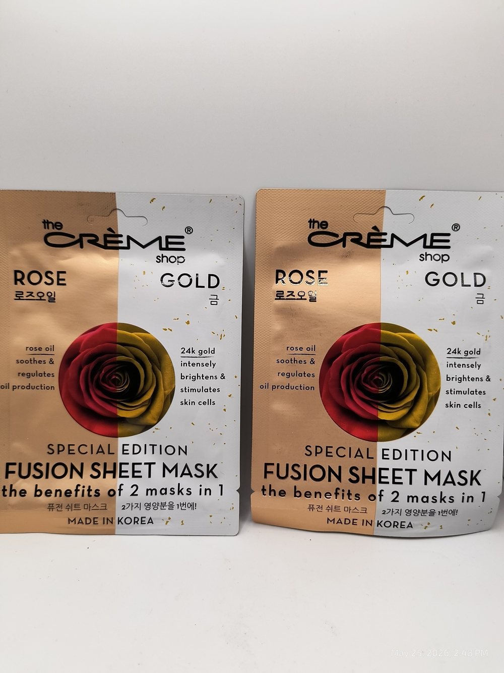 the Crème Shop Rose Gold Fusion Sheet Mask Special Edition 2 Pack New